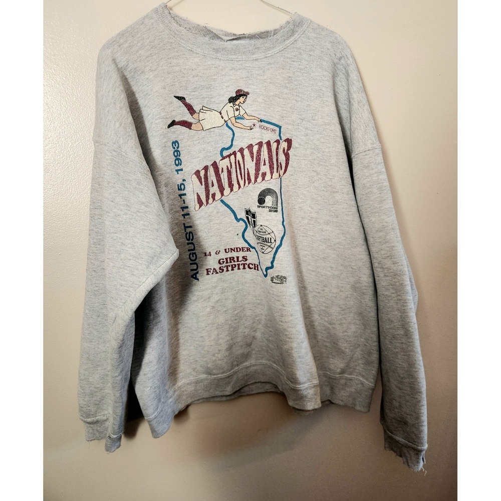 Vintage 1993 Girls FastPitch Softball Nationals Sweatshirt Hanes Xlarge USA Made